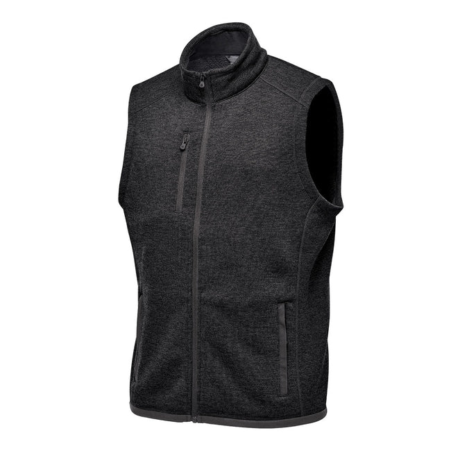 Black - Side - Stormtech Mens Avalante Knitted Heather Full Zip Vest