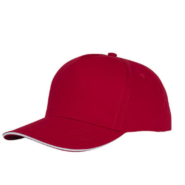Red - Front - Bullet Unisex Ceto 5 Panel Sandwich Cap