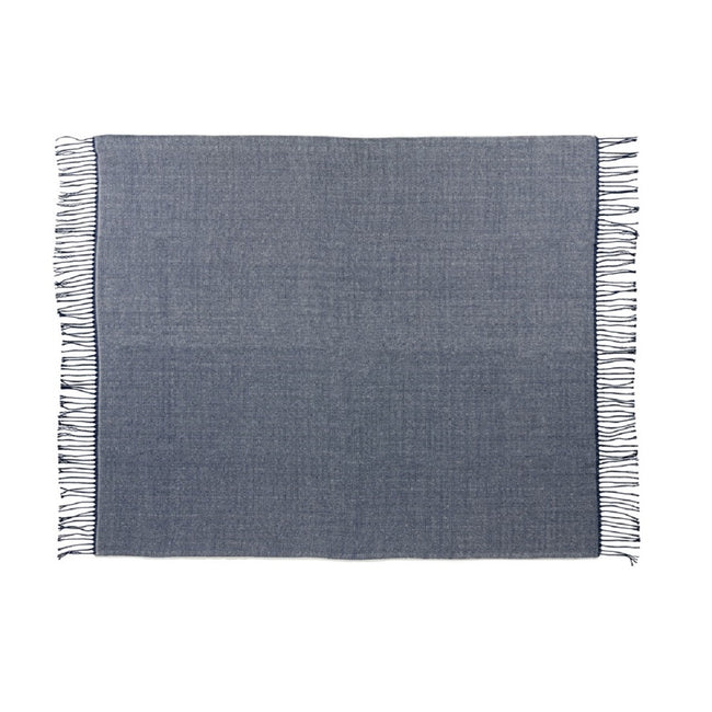 Navy - Back - Avenue Haven Herringbone Throw Blanket