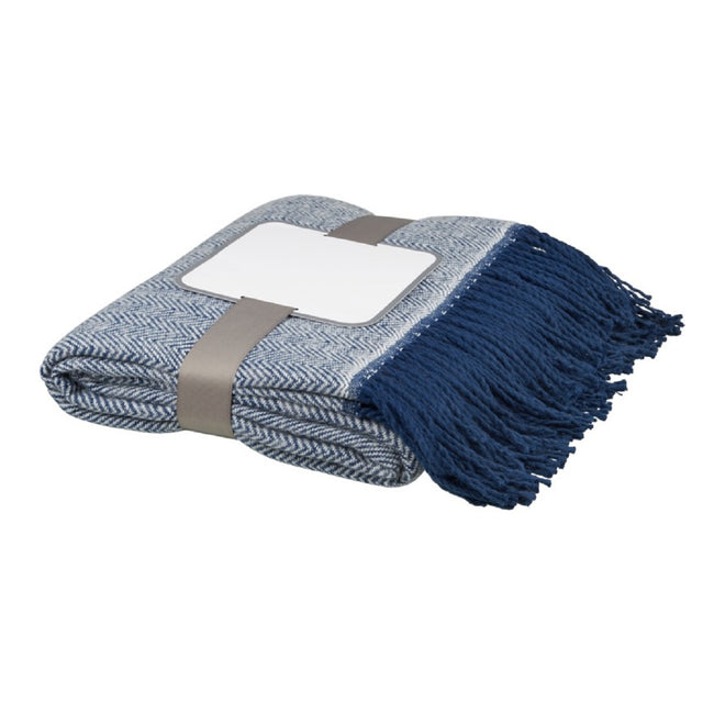 Navy - Front - Avenue Haven Herringbone Throw Blanket