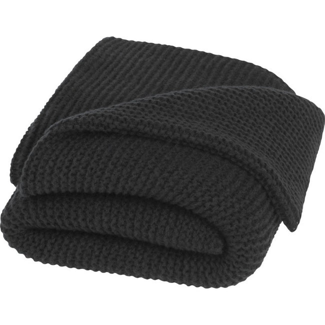 Solid Black - Front - Seasons Suzy Polyester Knitted Blanket