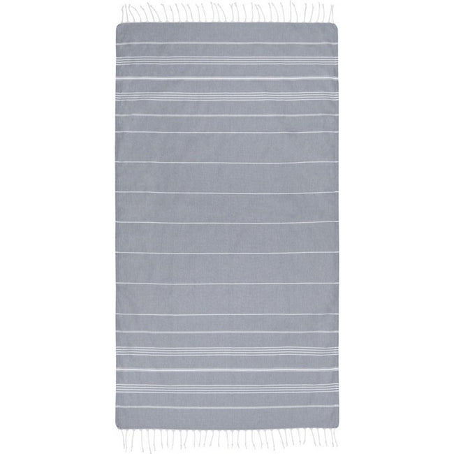 Gray - Front - Anna Hammam Striped Cotton Beach Towel
