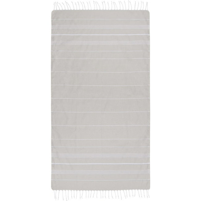 Beige - Front - Anna Hammam Striped Cotton Beach Towel