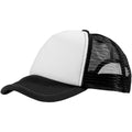 Solid Black,White - Front - Bullet Trucker 5 Panel Cap