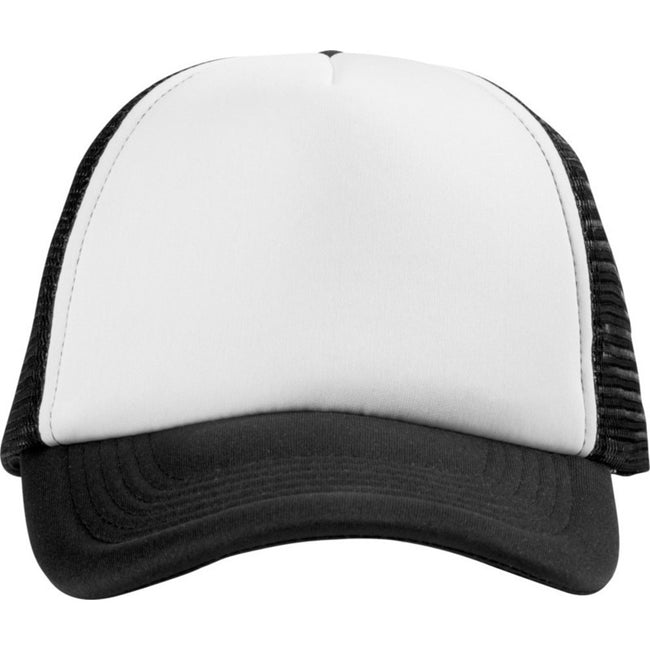 Solid Black,White - Back - Bullet Trucker 5 Panel Cap