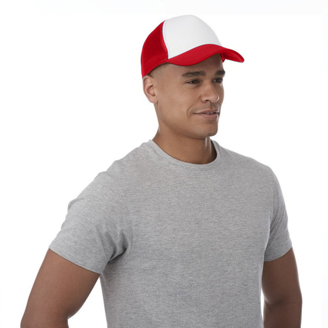 Red,White - Back - Bullet Trucker 5 Panel Cap