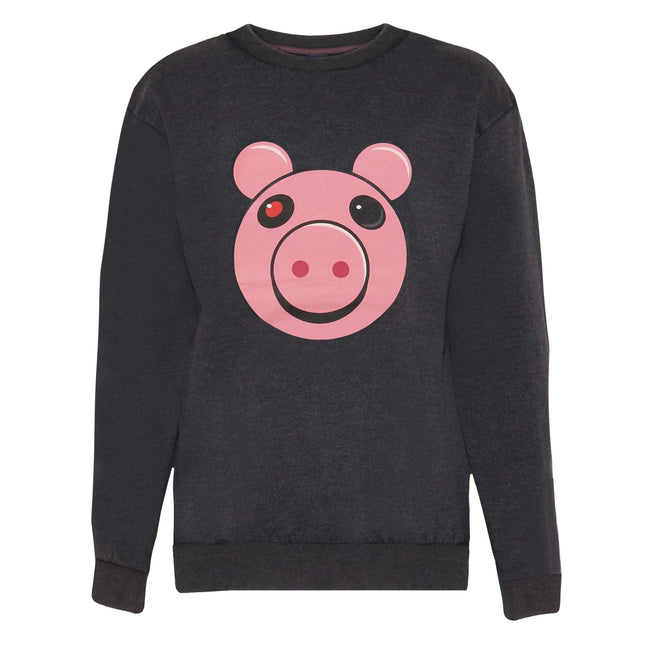 Charcoal - Front - Piggy Boys Face Sweatshirt