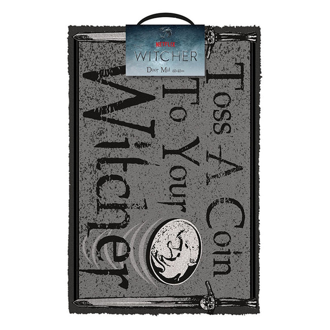 Gray-Black - Back - The Witcher Toss A Coin Door Mat