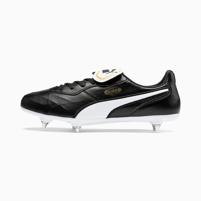 Black-White - Back - Puma Mens King Top Leather Soccer Cleats