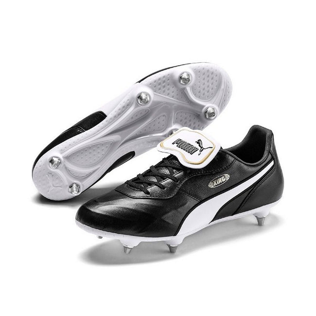Black-White - Side - Puma Mens King Top Leather Soccer Cleats