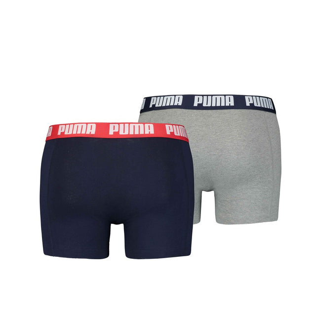 Gray-Navy - Back - Puma Mens Basic Boxer Shorts (Pack of 2)
