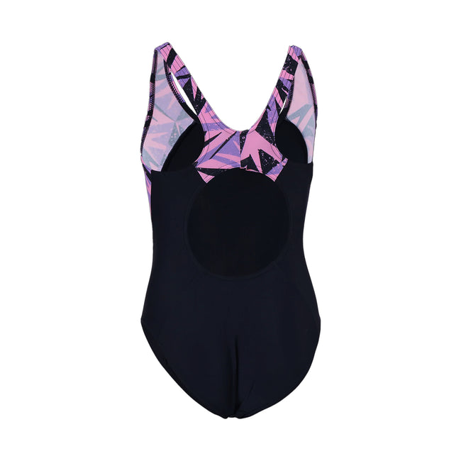Navy-Pink - Back - Speedo Girls Hyper Boom Splice One Piece Bathing Suit