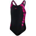 Black-Pink - Front - Speedo Girls Hyper Boom Splice One Piece Bathing Suit