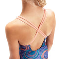 Blue-Purple - Side - Speedo Childrens-Kids Thin Strap One Piece Bathing Suit