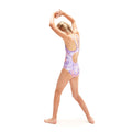 Blue-Purple - Back - Speedo Girls Digital Print Thin Strap One Piece Bathing Suit