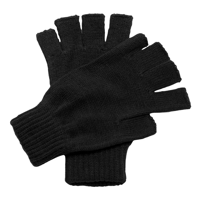 Black - Side - Regatta Unisex Fingerless Mitts - Gloves