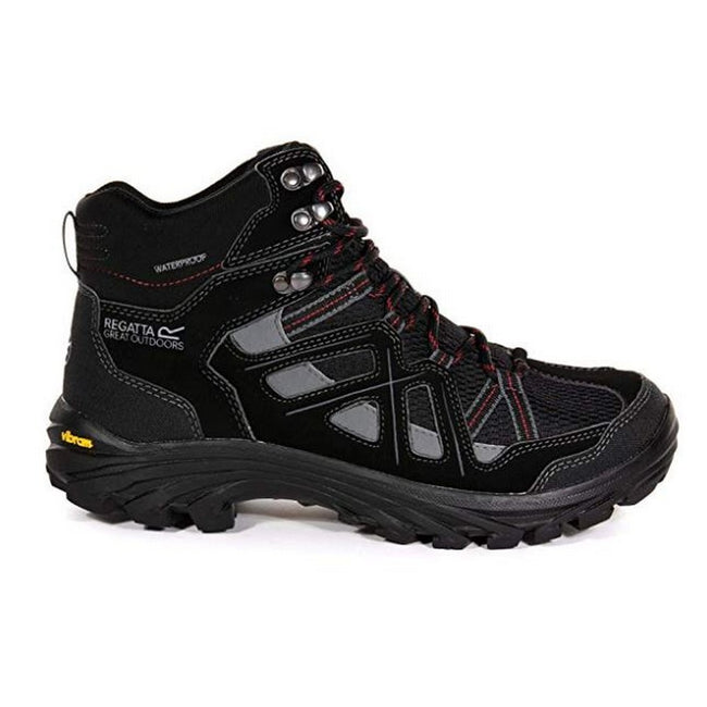 Jet Black-Granite Gray - Side - Regatta Mens Burrell II Hiking Boots