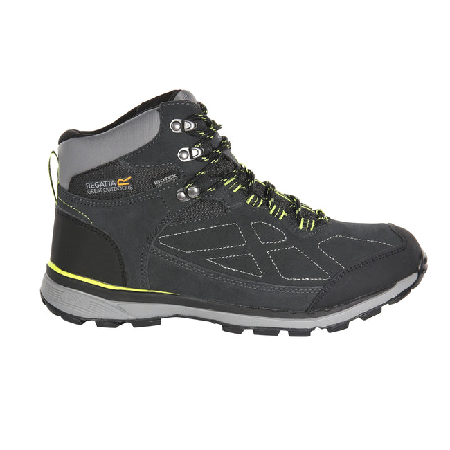 Slate Gray-Lemon Yellow - Back - Regatta Mens Samaris Suede Hiking Boots