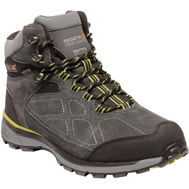 Slate Gray-Lemon Yellow - Front - Regatta Mens Samaris Suede Hiking Boots
