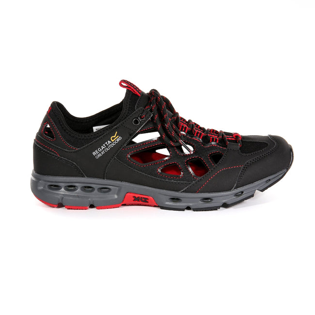 Black-Classic Red - Back - Regatta Mens Samaris Crosstrek Sandals