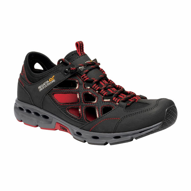Black-Classic Red - Front - Regatta Mens Samaris Crosstrek Sandals