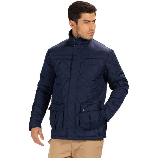 Navy - Front - Regatta Mens Lachlan Quilted Outdoor Jacket