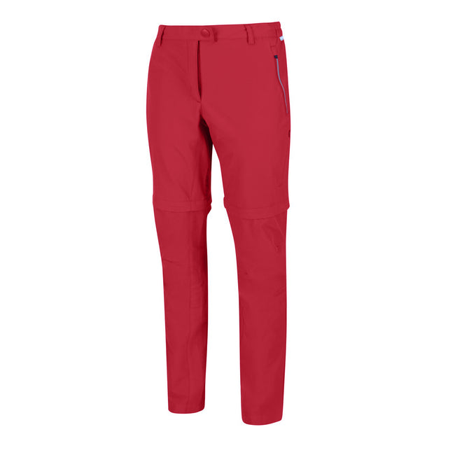 Dark Cerise - Front - Regatta Womens-Highton Zip Off Walking Pants