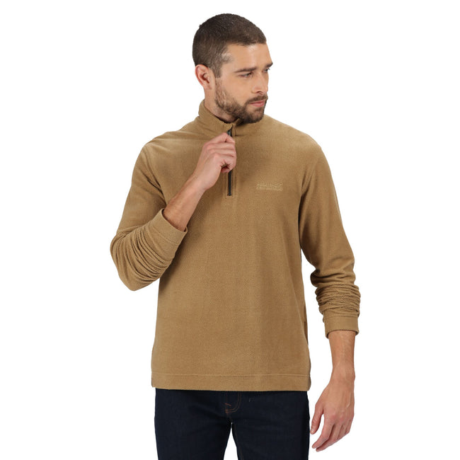 Dark Khaki - Front - Regatta Mens Elgor II Lightweight Half Zip Fleece