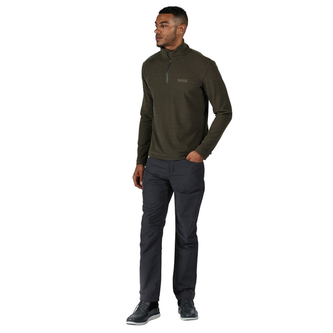 Dark Khaki - Side - Regatta Mens Elgor II Lightweight Half Zip Fleece