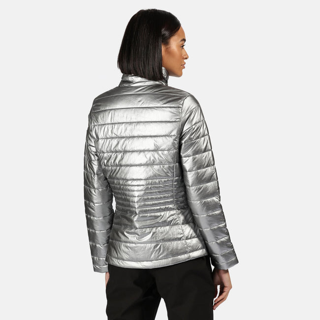 Pewter Grey - Side - Regatta Womens-Ladies Lustel Walking Padded Jacket