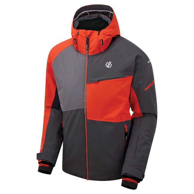 Ebony Grey-Trail Blaze Red - Back - Dare 2B Mens Supercell Waterproof Ski Jacket
