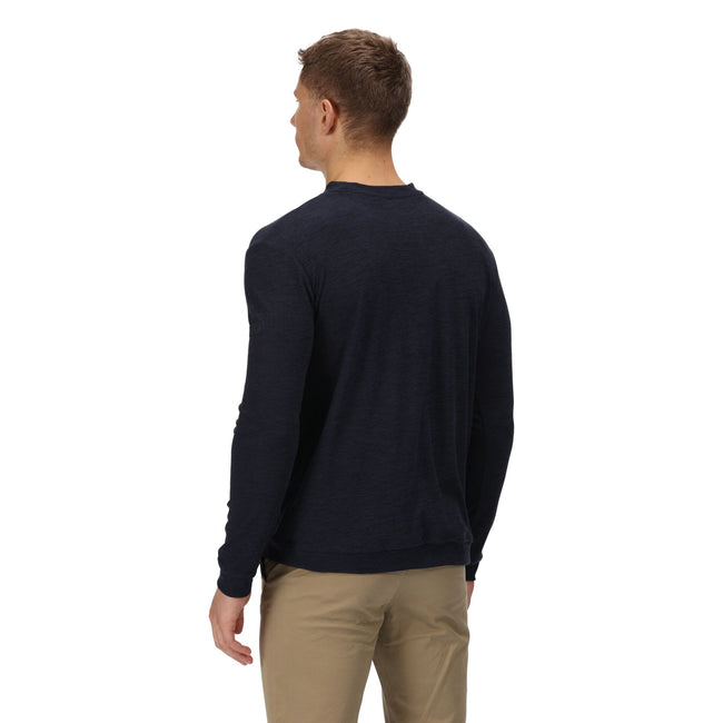 Navy-Black Marl - Side - Regatta Mens Leith Lightweight Sweatshirt