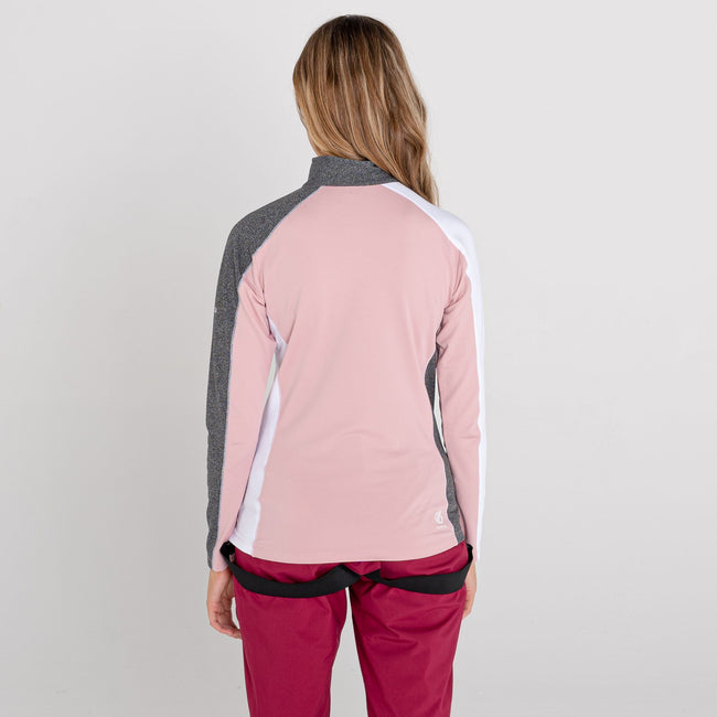 Powder Pink-Ebony Grey - Side - Dare 2B Womens-Ladies Default II Half Zip Midlayer