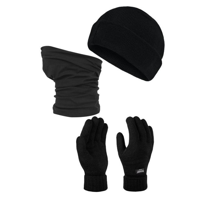 Black - Front - Regatta Mens Hat And Gloves Set
