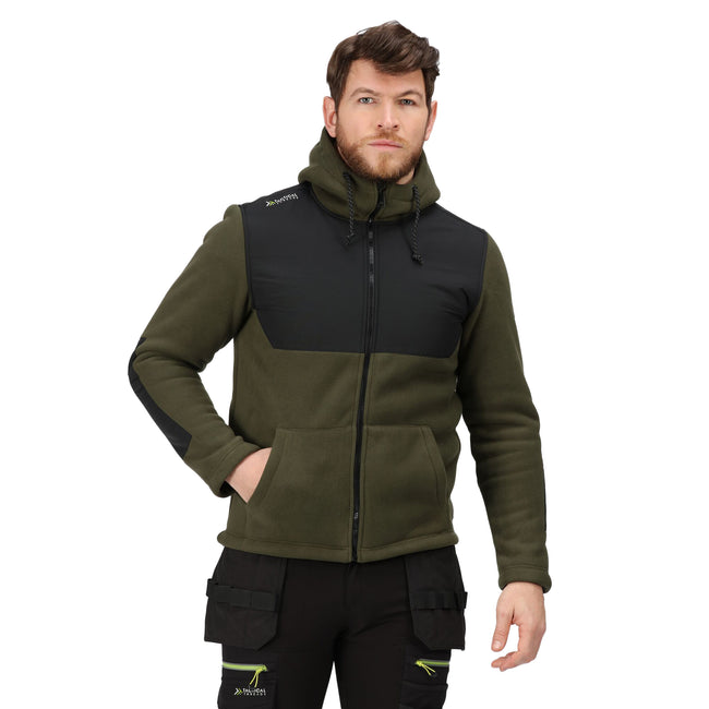Dark Khaki-Black - Front - Regatta Mens Garrison Hooded Jacket