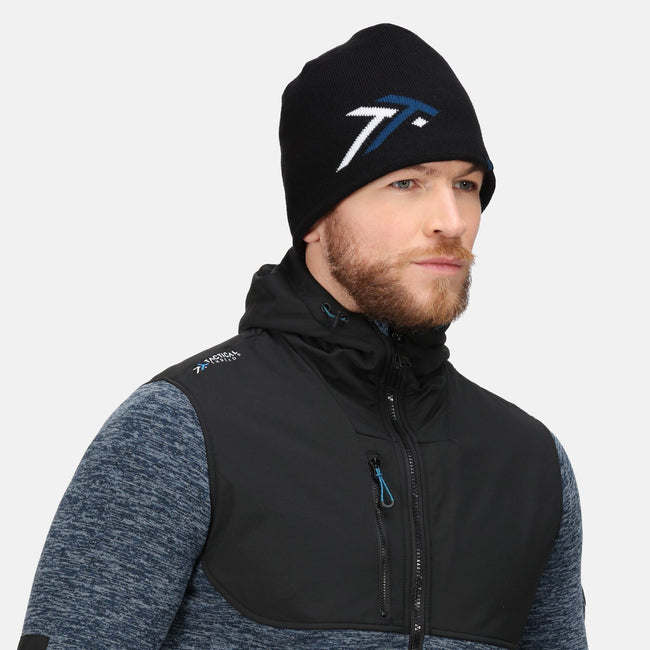 Black-Petrol Blue - Back - Regatta Mens Waterproof Beanie