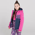 Raspberry Rose - Side - Dare 2B Childrens-Kids Humour Leopard Print Waterproof Ski Jacket