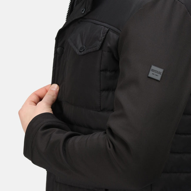 Black - Close up - Regatta Mens Kadir Quilted Insulated Jacket