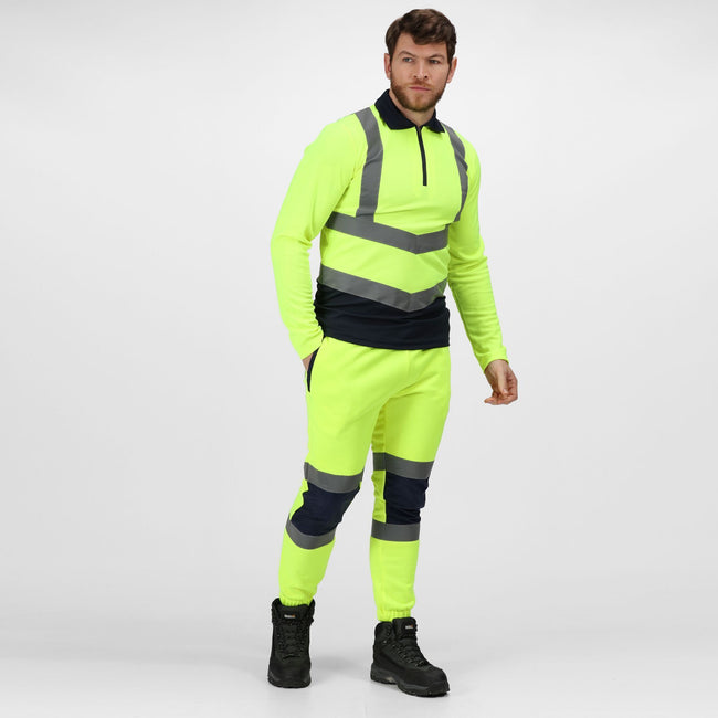 Yellow-Navy - Back - Regatta Mens Hi-Vis Bottoms