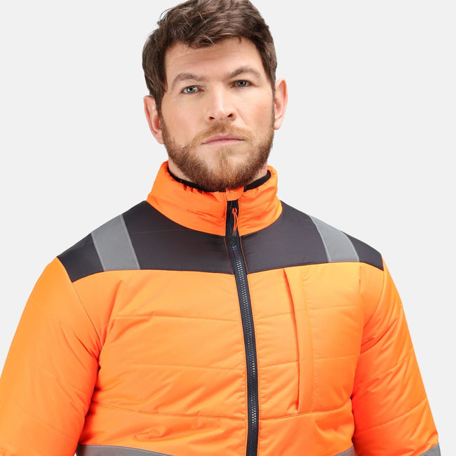 Orange-Navy - Side - Regatta Mens Baffled Hi-Vis Thermal Top