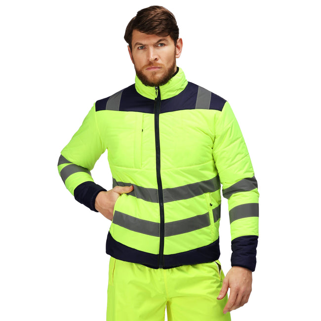 Yellow-Navy - Front - Regatta Mens Baffled Hi-Vis Thermal Top
