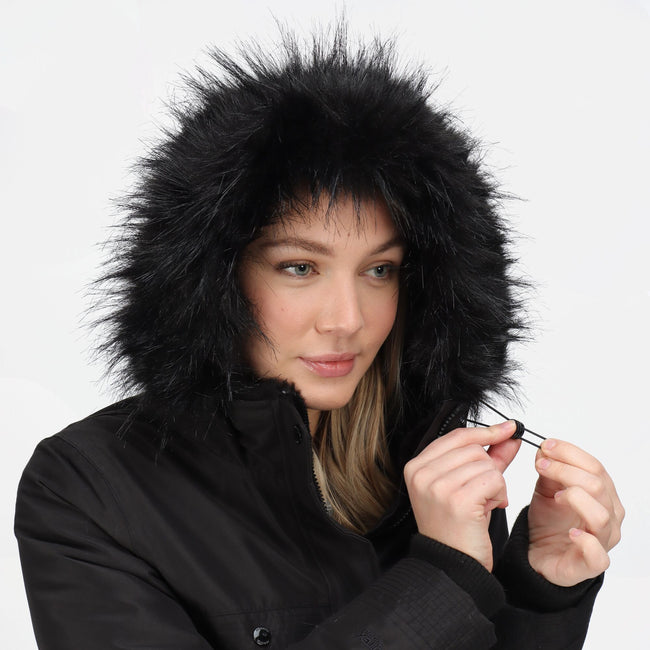 Black - Close up - Regatta Womens-Ladies Samiyah Insulated Parka