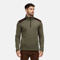 Dark Khaki - Back - Regatta Mens Holbeck Half Zip Fleece Top