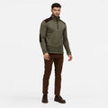 Dark Khaki - Side - Regatta Mens Holbeck Half Zip Fleece Top