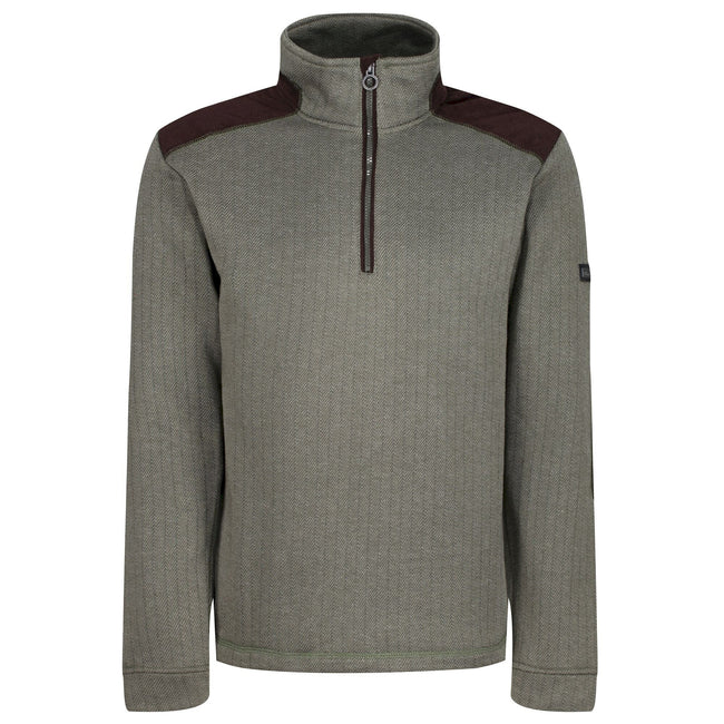 Dark Khaki - Front - Regatta Mens Holbeck Half Zip Fleece Top