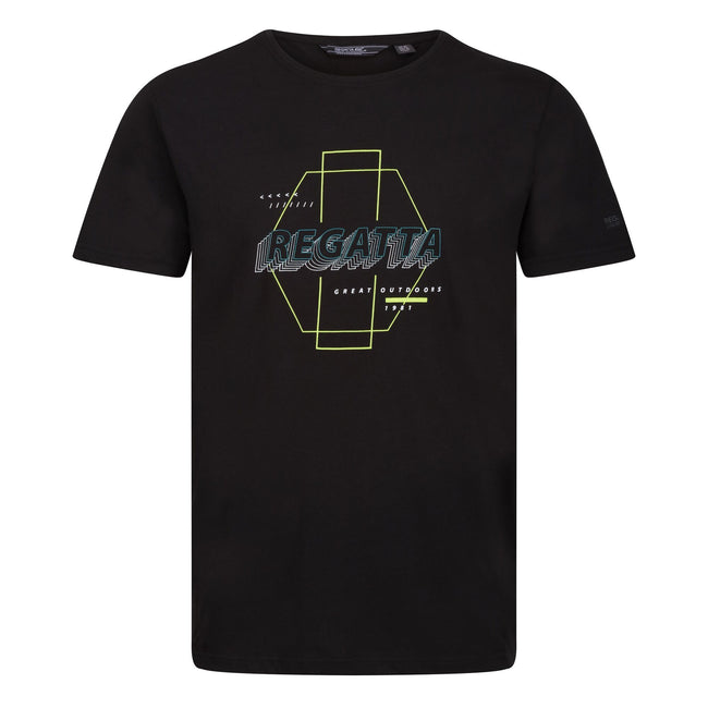 Black - Front - Regatta Mens Breezed Printed T-Shirt
