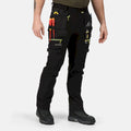 Black - Close up - Regatta Mens Infiltrate Softshell Stretch Work Trousers