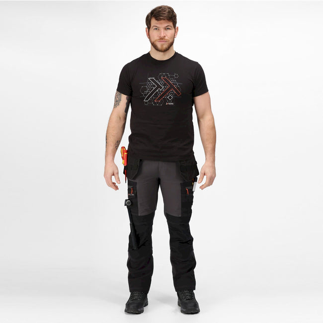 Iron-Black - Back - Regatta Mens Infiltrate Softshell Stretch Work Trousers