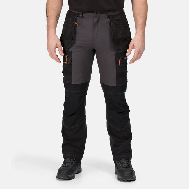 Iron-Black - Side - Regatta Mens Infiltrate Softshell Stretch Work Trousers