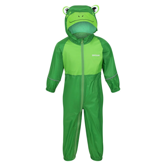 Extreme Green - Front - Regatta Childrens-Kids Charco Frog Puddle Suit
